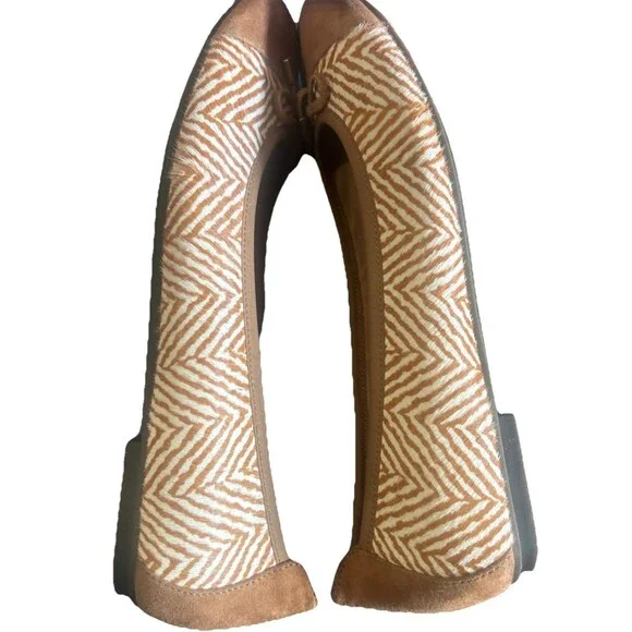 Vionic Minna Womens 11 Tan Ballet Flat Herringbone Calf Hair Bow Suede Cap Toe - Picture 12 of 16